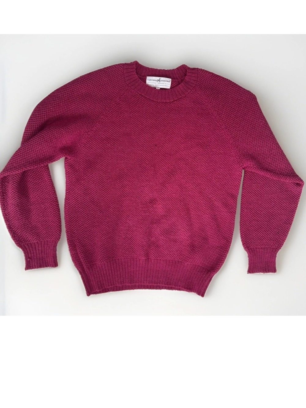 Peruvian Connection 100% Alpaca Knit Pullover Sweater Women Medium Magenta VTG - Picture 7 of 7